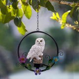 Maxbell Hanging Waterproof Garden Owl Decor for Outdoor Walkway Backyard white