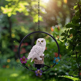 Maxbell Hanging Waterproof Garden Owl Decor for Outdoor Walkway Backyard white