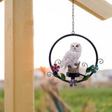 Maxbell Hanging Waterproof Garden Owl Decor for Outdoor Walkway Backyard white
