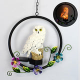 Maxbell Hanging Waterproof Garden Owl Decor for Outdoor Walkway Backyard white