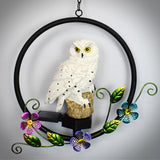 Maxbell Hanging Waterproof Garden Owl Decor for Outdoor Walkway Backyard white