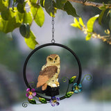 Maxbell Hanging Waterproof Garden Owl Decor for Outdoor Walkway Backyard brown