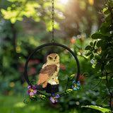 Maxbell Hanging Waterproof Garden Owl Decor for Outdoor Walkway Backyard brown