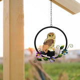 Maxbell Hanging Waterproof Garden Owl Decor for Outdoor Walkway Backyard brown