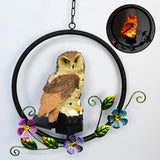 Maxbell Hanging Waterproof Garden Owl Decor for Outdoor Walkway Backyard brown