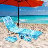 Maxbell Beach Chair Cover Soft Practical Lounge Chair Cover for Travel Summer Garden blue