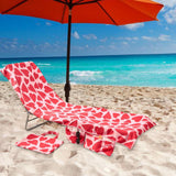 Maxbell Beach Chair Cover Soft Practical Lounge Chair Cover for Travel Summer Garden red