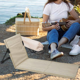 Maxbell Floor Seat with Backrest Lounger Yard Adults Foldable Beach Chair Lounge Mat Beige