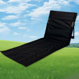 Maxbell Floor Seat with Backrest Lounger Yard Adults Foldable Beach Chair Lounge Mat Black
