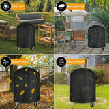 Maxbell Barbecue Cover Round BBQ Grill Cover Outdoor Accessories Sturdy Oxford Cloth Style D