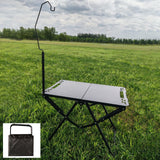 Maxbell Foldable Camping Table Black Grill Table for Backyard Outdoor Cooking Travel with Light Stand