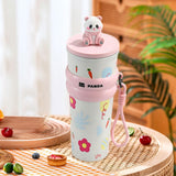 Maxbell Portable Insulated Tumbler Stainless Steel Water Bottle for Outdoor Home Car Pink with Panda