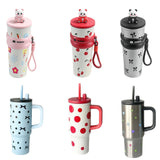 Maxbell Portable Insulated Tumbler Stainless Steel Water Bottle for Outdoor Home Car Pink with Panda