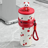 Maxbell Portable Insulated Tumbler Stainless Steel Water Bottle for Outdoor Home Car Red with Panda