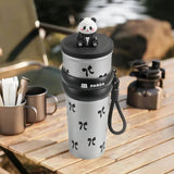 Maxbell Portable Insulated Tumbler Stainless Steel Water Bottle for Outdoor Home Car Silvery with Panda