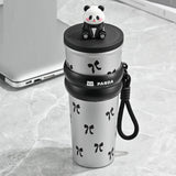 Maxbell Portable Insulated Tumbler Stainless Steel Water Bottle for Outdoor Home Car Silvery with Panda