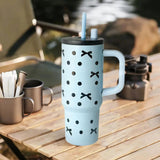 Maxbell Portable Insulated Tumbler Stainless Steel Water Bottle for Outdoor Home Car Blue with Handle