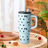 Maxbell Portable Insulated Tumbler Stainless Steel Water Bottle for Outdoor Home Car Blue with Handle