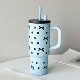 Maxbell Portable Insulated Tumbler Stainless Steel Water Bottle for Outdoor Home Car Blue with Handle