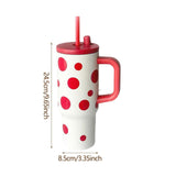 Maxbell Portable Insulated Tumbler Stainless Steel Water Bottle for Outdoor Home Car Red with Handle