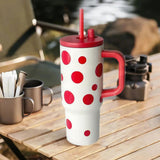 Maxbell Portable Insulated Tumbler Stainless Steel Water Bottle for Outdoor Home Car Red with Handle