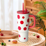 Maxbell Portable Insulated Tumbler Stainless Steel Water Bottle for Outdoor Home Car Red with Handle