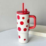 Maxbell Portable Insulated Tumbler Stainless Steel Water Bottle for Outdoor Home Car Red with Handle
