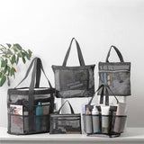 Maxbell Mesh Shower Tote Portable Bath Organizer with Zipper for Dorm College Summer black