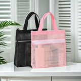 Maxbell Mesh Shower Tote Portable Bath Organizer with Zipper for Dorm College Summer black
