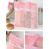 Maxbell Mesh Shower Tote Portable Bath Organizer with Zipper for Dorm College Summer Pink