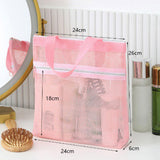 Maxbell Mesh Shower Tote Portable Bath Organizer with Zipper for Dorm College Summer Pink