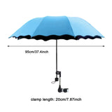 Maxbell Beach Umbrella with Adjustable Clamp Parasol for Beach Swimming Pool Terrace Blue