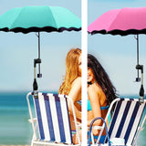 Maxbell Beach Umbrella with Adjustable Clamp Parasol for Beach Swimming Pool Terrace Blue