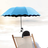 Maxbell Beach Umbrella with Adjustable Clamp Parasol for Beach Swimming Pool Terrace Blue