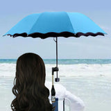 Maxbell Beach Umbrella with Adjustable Clamp Parasol for Beach Swimming Pool Terrace Blue