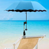 Maxbell Beach Umbrella with Adjustable Clamp Parasol for Beach Swimming Pool Terrace Blue