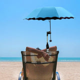 Maxbell Beach Umbrella with Adjustable Clamp Parasol for Beach Swimming Pool Terrace Blue