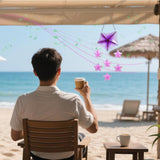 Maxbell Glass Sea Wind Chime Windbell Outdoor Housewarming Hanging Windchime Pendant Star 16x56.5cm