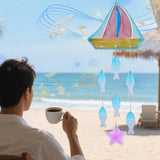 Maxbell Glass Sea Wind Chime Windbell Outdoor Housewarming Hanging Windchime Pendant Boat 18.2x62.5cm