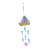 Maxbell Glass Sea Wind Chime Windbell Outdoor Housewarming Hanging Windchime Pendant Boat 18.2x62.5cm