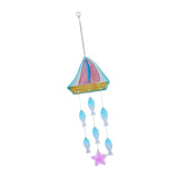 Maxbell Glass Sea Wind Chime Windbell Outdoor Housewarming Hanging Windchime Pendant Boat 18.2x62.5cm