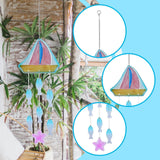 Maxbell Glass Sea Wind Chime Windbell Outdoor Housewarming Hanging Windchime Pendant Boat 18.2x62.5cm