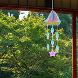 Maxbell Glass Sea Wind Chime Windbell Outdoor Housewarming Hanging Windchime Pendant Boat 18.2x62.5cm