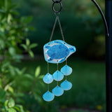 Maxbell Glass Sea Wind Chime Windbell Outdoor Housewarming Hanging Windchime Pendant Turtle 16x49cm