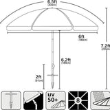 6ft Beach Umbrella with Sand Anchor Patio Parasol for Backyard Camping Patio