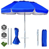 6ft Beach Umbrella with Sand Anchor Patio Parasol for Backyard Camping Patio
