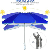 6ft Beach Umbrella with Sand Anchor Patio Parasol for Backyard Camping Patio