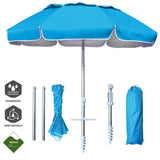 6ft Beach Umbrella with Sand Anchor Patio Parasol for Backyard Camping Patio