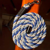 Maxbell Horse Lead Rope Barn Rein Lunge Line for Horses for Horse Livestock Training Blue White