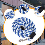 Maxbell Horse Lead Rope Barn Rein Lunge Line for Horses for Horse Livestock Training Blue White